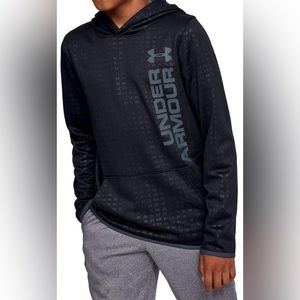 Under Armour Boys Black Fleece Embossed Hoodie Sz YMD